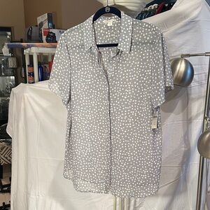 Coldwater Creek Gray Polka Dot Blouse, 1X